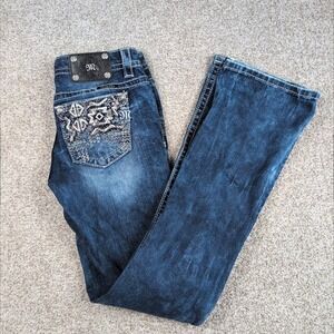 Miss Me Jeans Women's Size 28 Dark Wash Boot Cut Embellished Denim Pants